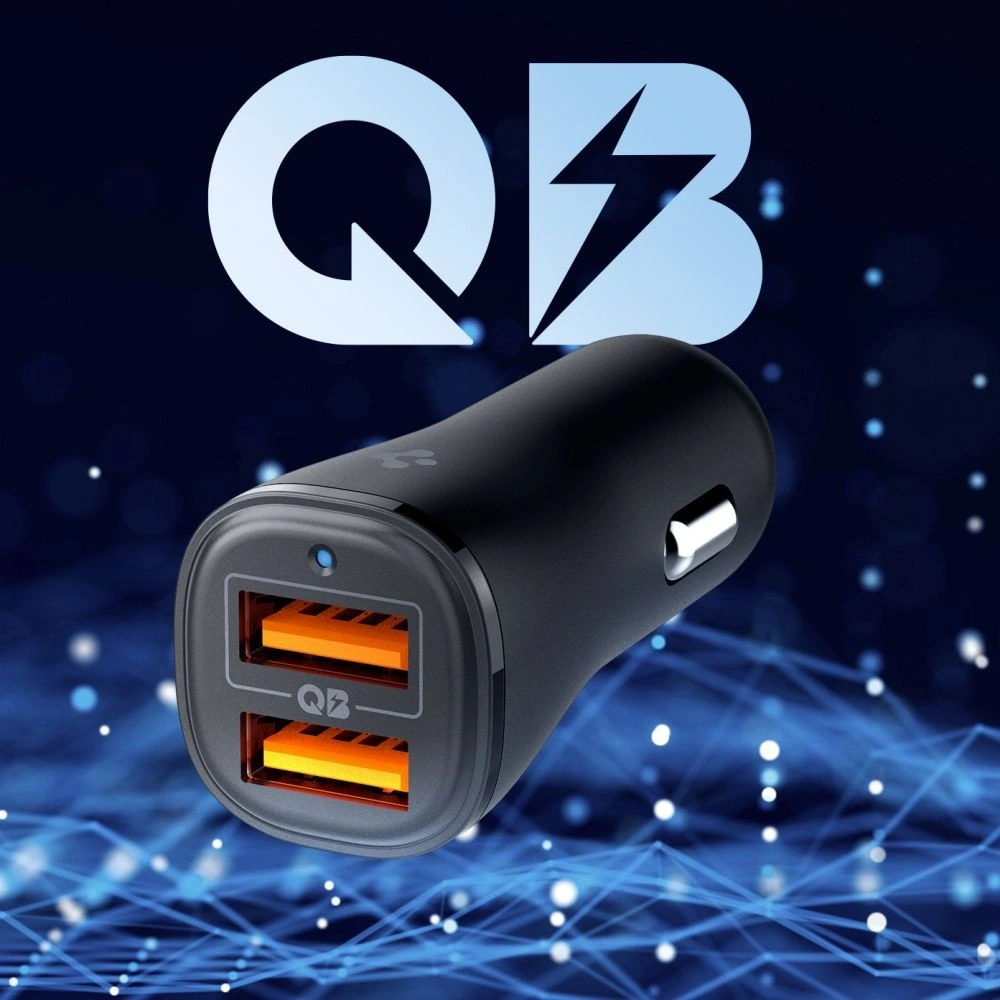 Hurtownia GSM - Ładowarka samochodowa Spigen Essential EV302 2-port USB-A Car Charger 30W Black - SPN16675 - {ean13} - Hurt