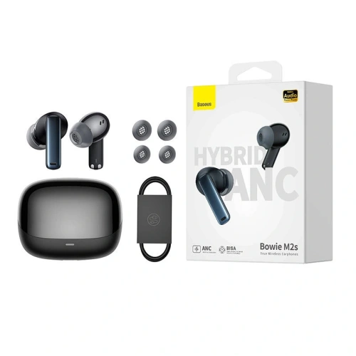 Bezprzewodowe słuchawki dokanałowe TWS Baseus Bowie M2s Bluetooth 5.3 (czarne)