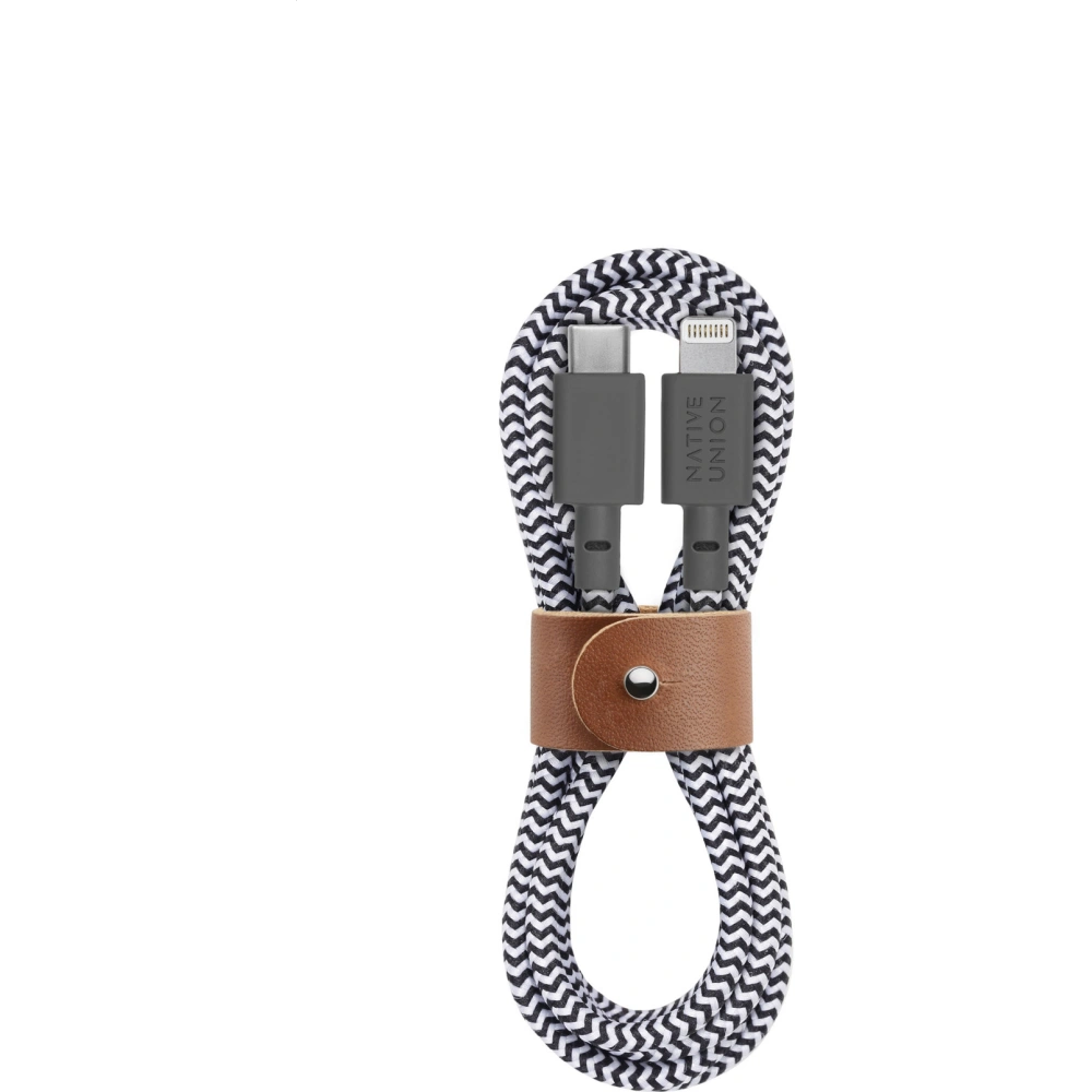 Hurtownia GSM - Kabel Native Union Belt Cable USB-C do Lightning ze skórzanym zapięciem 1,2m (zebra) - NTU023ZEB - {ean13} - Hurt