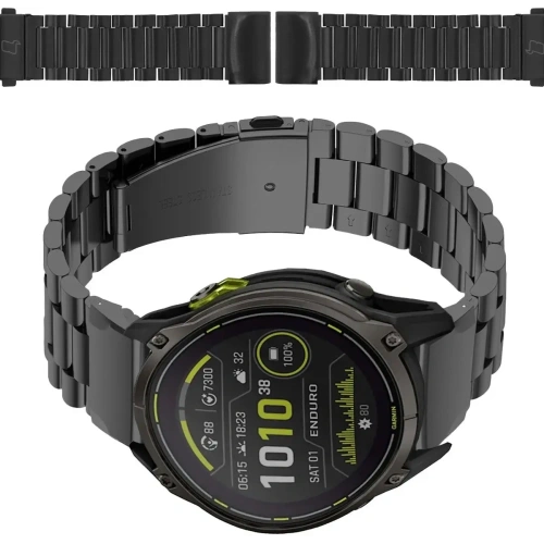 Pasek ze stali nierdzewnej Bizon Strap Watch Aura do Smartwatcha 26 mm czarny