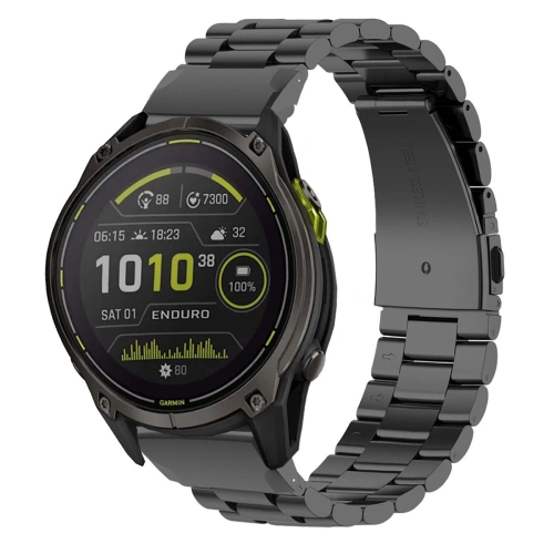 Pasek ze stali nierdzewnej Bizon Strap Watch Aura do Smartwatcha 26 mm czarny