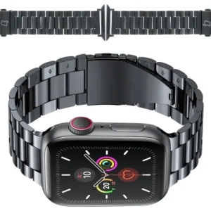 Hurtownia GSM - Pásek z nerezové oceli Bizon Strap Watch Aura do Apple Watch 42/44/45/46/49 mm černý - BIZ8614 - {ean13} - Hurt