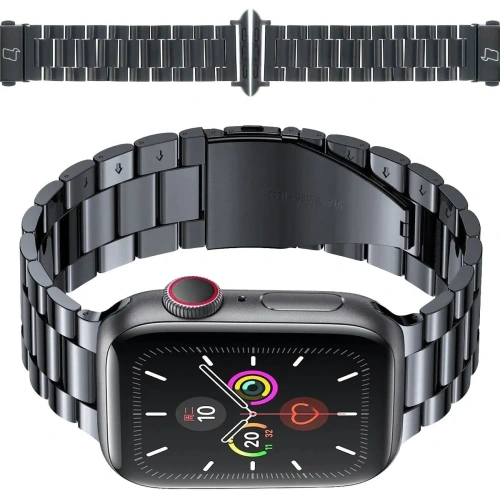 Pasek ze stali nierdzewnej Bizon Strap Watch Aura do Apple Watch 42/44/45/46/49 mm czarny