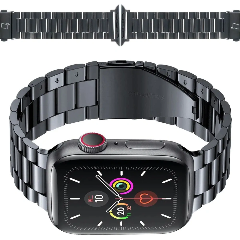 Hurtownia GSM - Pásek z nerezové oceli Bizon Strap Watch Aura do Apple Watch 42/44/45/46/49 mm černý - BIZ8614 - {ean13} - Hurt