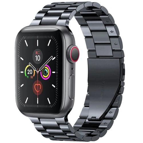 Pasek ze stali nierdzewnej Bizon Strap Watch Aura do Apple Watch 42/44/45/46/49 mm czarny