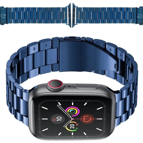 Pasek ze stali nierdzewnej Bizon Strap Watch Aura do Apple Watch 42/44/45/46/49 mm niebieski