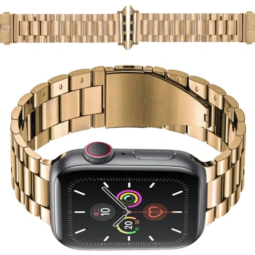 Pasek ze stali nierdzewnej Bizon Strap Watch Aura do Apple Watch 42/44/45/46/49 mm różowozłoty