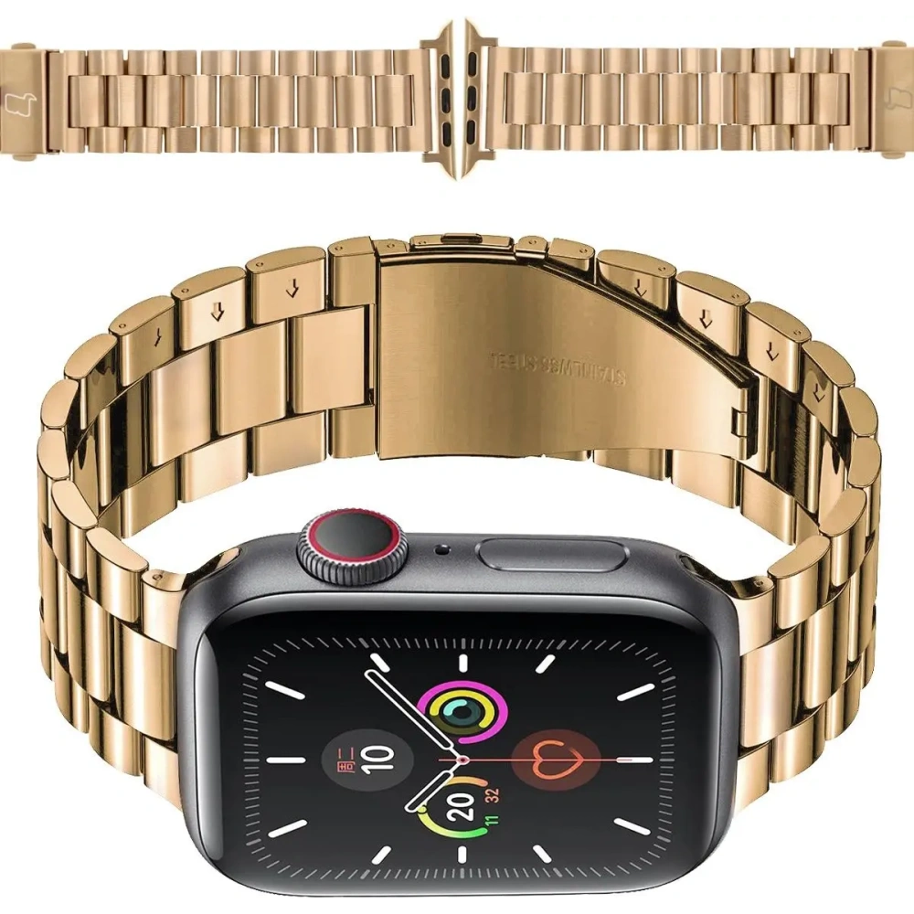 Hurtownia GSM - Pásek z nerezové oceli Bizon Strap Watch Aura do Apple Watch 42/44/45/46/49 mm růžově zlatý - BIZ8616 - {ean13} - Hurt
