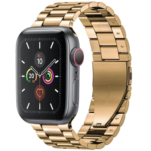 Pasek ze stali nierdzewnej Bizon Strap Watch Aura do Apple Watch 42/44/45/46/49 mm różowozłoty