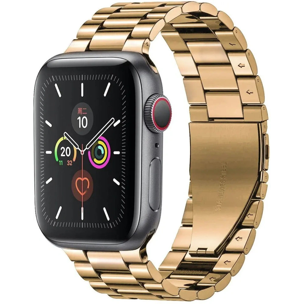 Hurtownia GSM - Pásek z nerezové oceli Bizon Strap Watch Aura do Apple Watch 42/44/45/46/49 mm růžově zlatý - BIZ8616 - {ean13} - Hurt