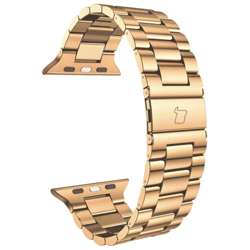 Pasek ze stali nierdzewnej Bizon Strap Watch Aura do Apple Watch 42/44/45/46/49 mm różowozłoty