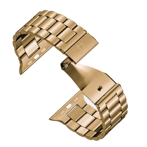 Pasek ze stali nierdzewnej Bizon Strap Watch Aura do Apple Watch 42/44/45/46/49 mm różowozłoty