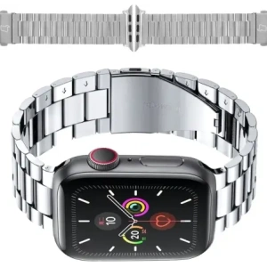 Hurtownia GSM - Pás ze stříbrné nerezové oceli Bizon Strap Watch Aura do Apple Watch 42/44/45/46/49 mm. - BIZ8617 - {ean13} - Hurt