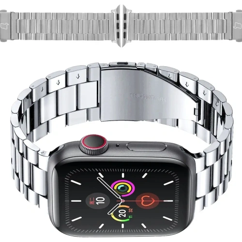 Pasek ze stali nierdzewnej Bizon Strap Watch Aura do Apple Watch 42/44/45/46/49 mm srebrny