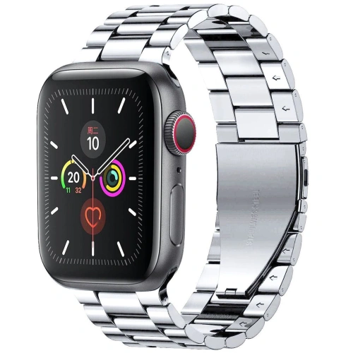 Pasek ze stali nierdzewnej Bizon Strap Watch Aura do Apple Watch 42/44/45/46/49 mm srebrny