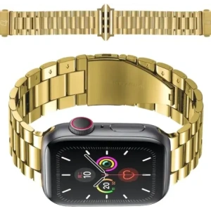 Hurtownia GSM - Pásek z nerezové oceli Bizon Strap Watch Aura do Apple Watch 42/44/45/46/49 mm zlatý - BIZ8618 - {ean13} - Hurt