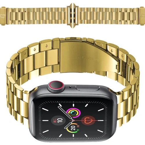 Pasek ze stali nierdzewnej Bizon Strap Watch Aura do Apple Watch 42/44/45/46/49 mm złoty