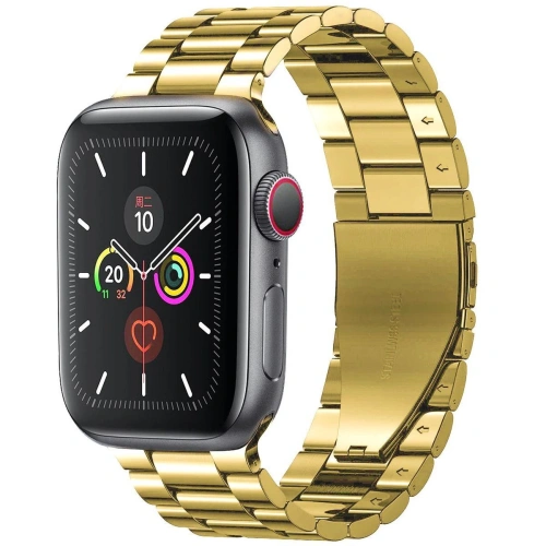 Pasek ze stali nierdzewnej Bizon Strap Watch Aura do Apple Watch 42/44/45/46/49 mm złoty