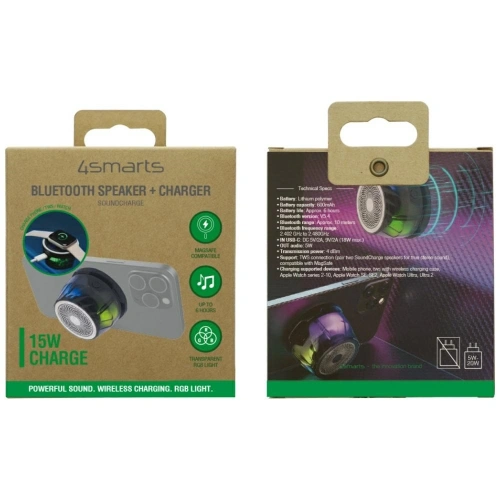 Głośnik Bluetooth 4smarts SoundCharge RGB Bluetooth 5.4 kompatybilny z MagSafe czarny