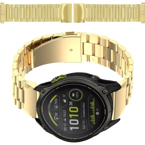 Pasek ze stali nierdzewnej Bizon Strap Watch Aura do Smartwatcha 26 mm złoty