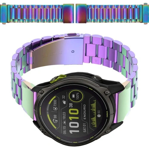 Pasek ze stali nierdzewnej Bizon Strap Watch Aura do Smartwatcha 26 mm tęczowy