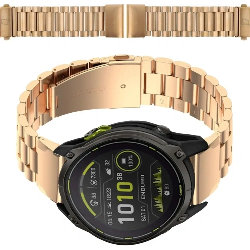 Pasek ze stali nierdzewnej Bizon Strap Watch Aura do Smartwatcha 26 mm różowozłoty