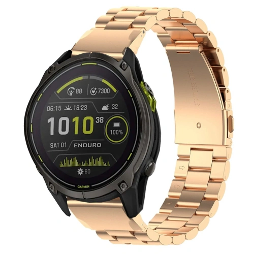 Pasek ze stali nierdzewnej Bizon Strap Watch Aura do Smartwatcha 26 mm różowozłoty