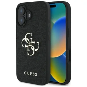 Wholesale Guess Grained Big 4G Logo Small Classic Logo Apple iPhone 16 black - GUE4364 - {ean13} - Hurt