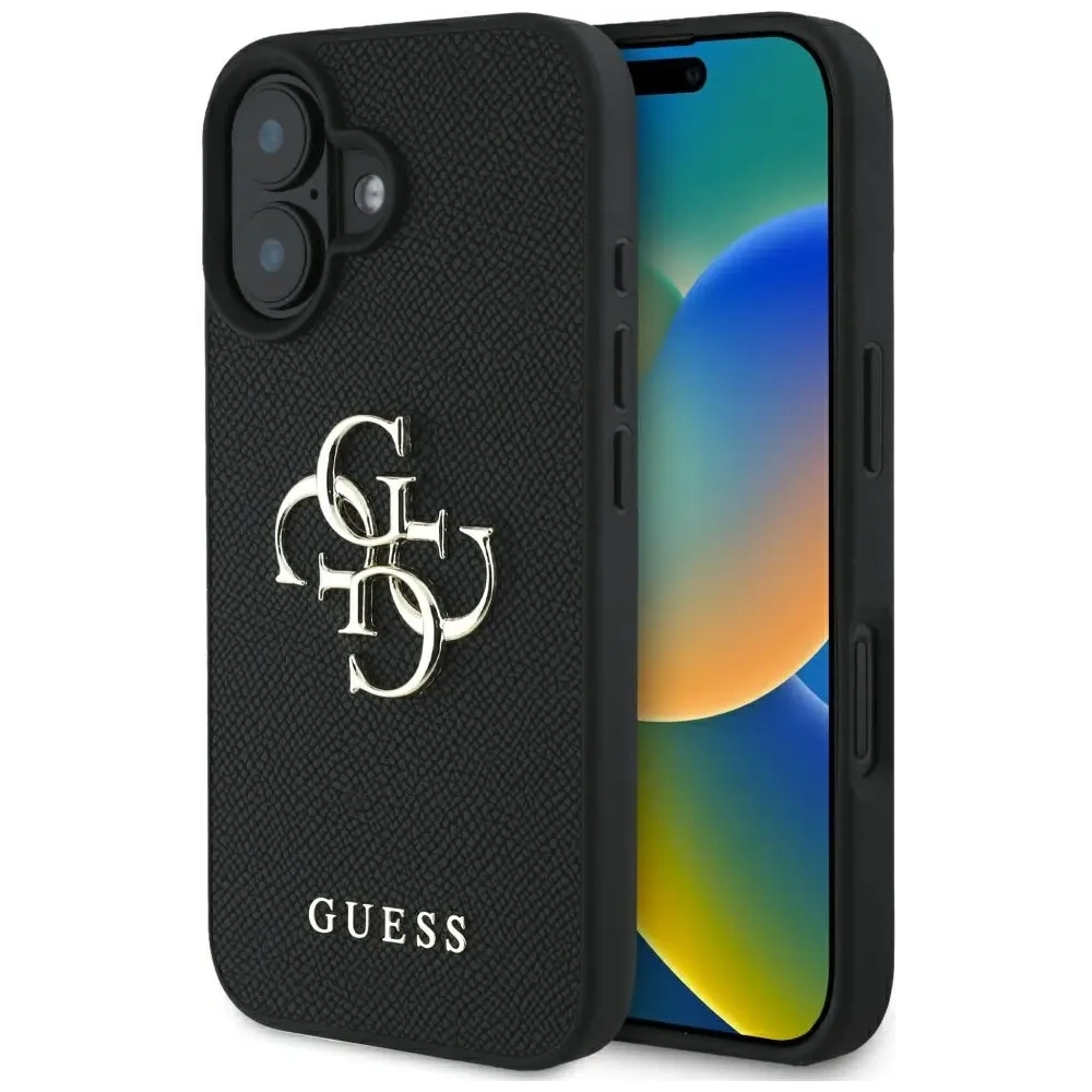 Hurtownia GSM - Guess Grained Big 4G Logó Kicsi Klasszikus Logó Apple iPhone 16 fekete - GUE4364 - {ean13} - Hurt