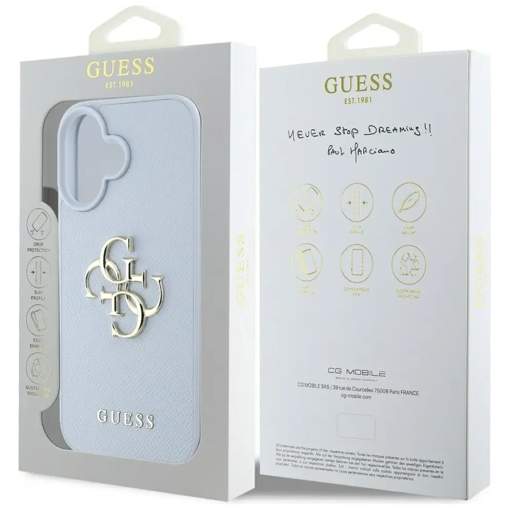 Hurtownia GSM - Etui Guess Grained Big 4G Logo Small Classic Logo do Apple iPhone 16 niebieski - GUE4365 - {ean13} - Hurt