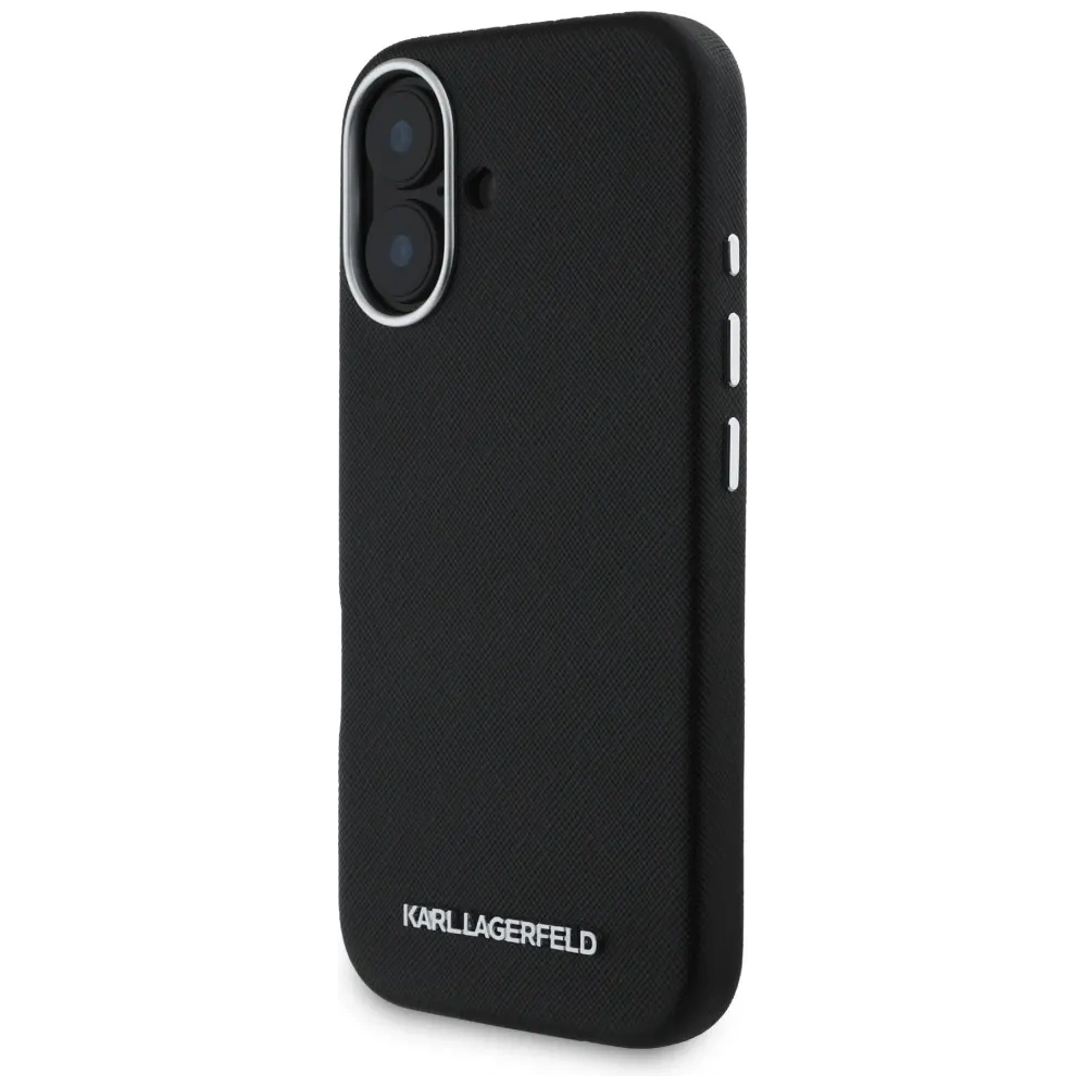 Hurtownia GSM - Etui Karl Lagerfeld Saffiano Full Wrapped Elongated Metal Logo MagSafe pro Apple iPhone 16 černé - KLD21938 - {ean13} - Hurt