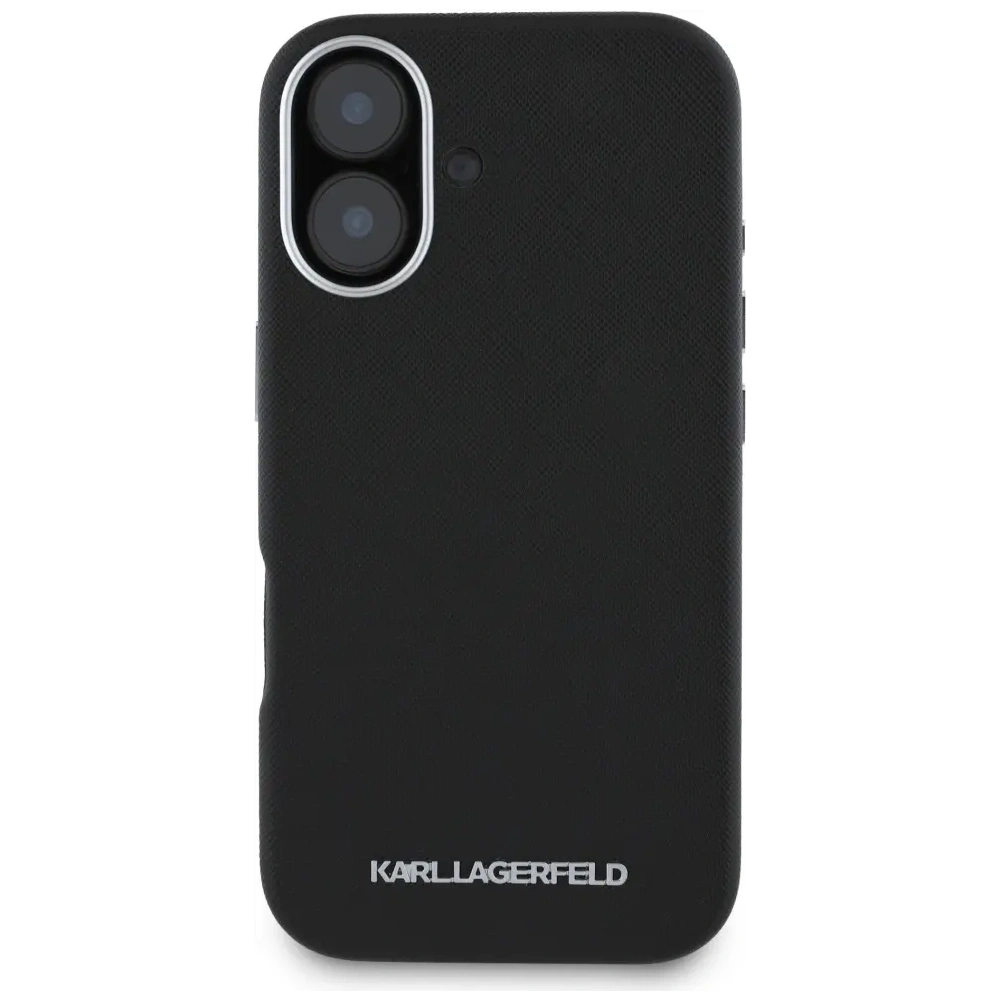Hurtownia GSM - Karl Lagerfeld Saffiano teljesen burkolt hosszúkás fém logó MagSafe Apple iPhone 16 fekete - KLD21938 - {ean13} - Hurt