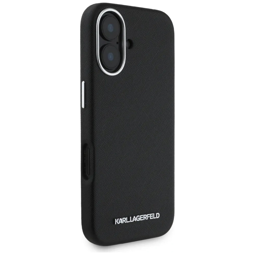 Hurtownia GSM - Etui Karl Lagerfeld Saffiano Full Wrapped Elongated Metal Logo MagSafe pro Apple iPhone 16 černé - KLD21938 - {ean13} - Hurt