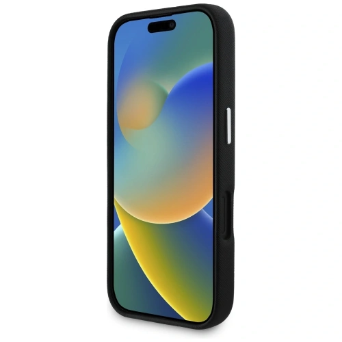 Etui Karl Lagerfeld Saffiano Full Wrapped Elongated Metal Logo MagSafe do Apple iPhone 16 czarny