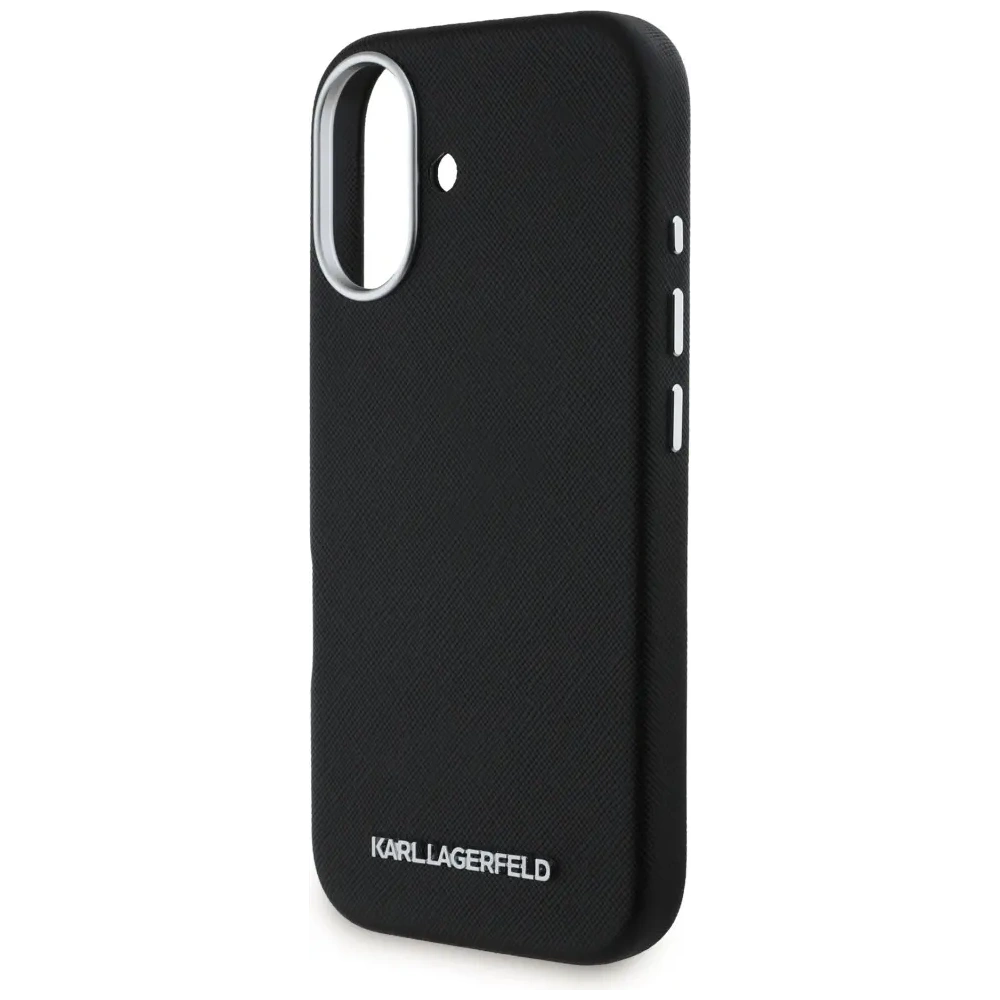 Hurtownia GSM - Etui Karl Lagerfeld Saffiano Full Wrapped Elongated Metal Logo MagSafe pro Apple iPhone 16 černé - KLD21938 - {ean13} - Hurt