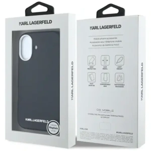 Hurtownia GSM - Karl Lagerfeld Saffiano Full Wrapped Elongated Metal Logo MagSafe Apple iPhone 16 negru - KLD21938 - {ean13} - Hurt