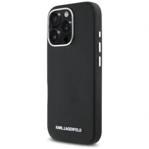 Hurtownia GSM - Etui Karl Lagerfeld Saffiano Full Wrapped Elongated Metal Logo MagSafe do Apple iPhone 16 Pro černé - KLD21939 - {ean13} - Hurt