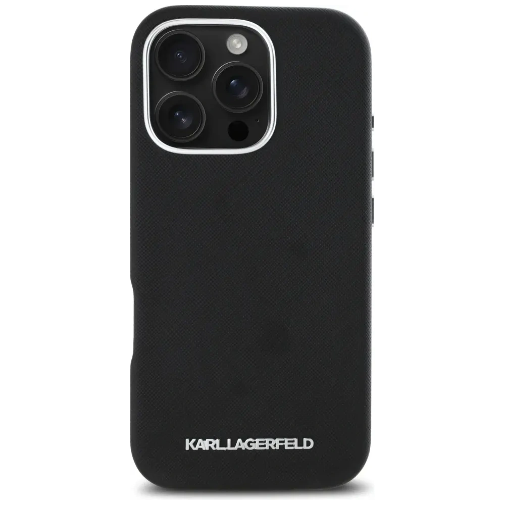Hurtownia GSM - Etui Karl Lagerfeld Saffiano Full Wrapped Elongated Metal Logo MagSafe do Apple iPhone 16 Pro černé - KLD21939 - {ean13} - Hurt