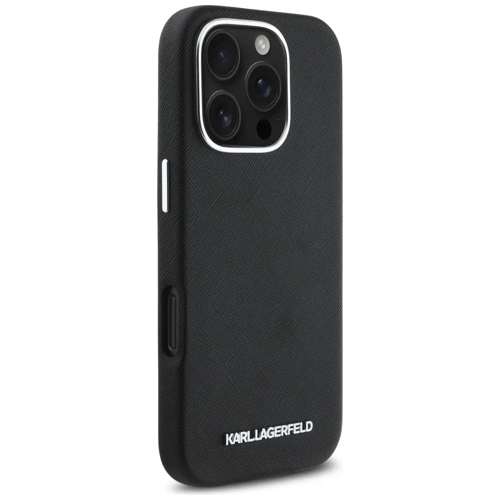 Hurtownia GSM - Etui Karl Lagerfeld Saffiano Full Wrapped Elongated Metal Logo MagSafe do Apple iPhone 16 Pro černé - KLD21939 - {ean13} - Hurt