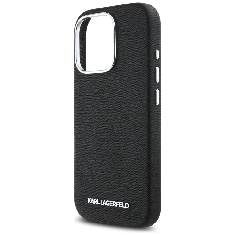 Hurtownia GSM - Etui Karl Lagerfeld Saffiano Full Wrapped Elongated Metal Logo MagSafe do Apple iPhone 16 Pro černé - KLD21939 - {ean13} - Hurt