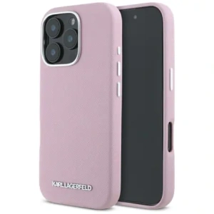 Hurtownia GSM - Etui Karl Lagerfeld Saffiano Full Wrapped Elongated Metal Logo MagSafe do Apple iPhone 16 Pro růžový - KLD21942 - {ean13} - Hurt