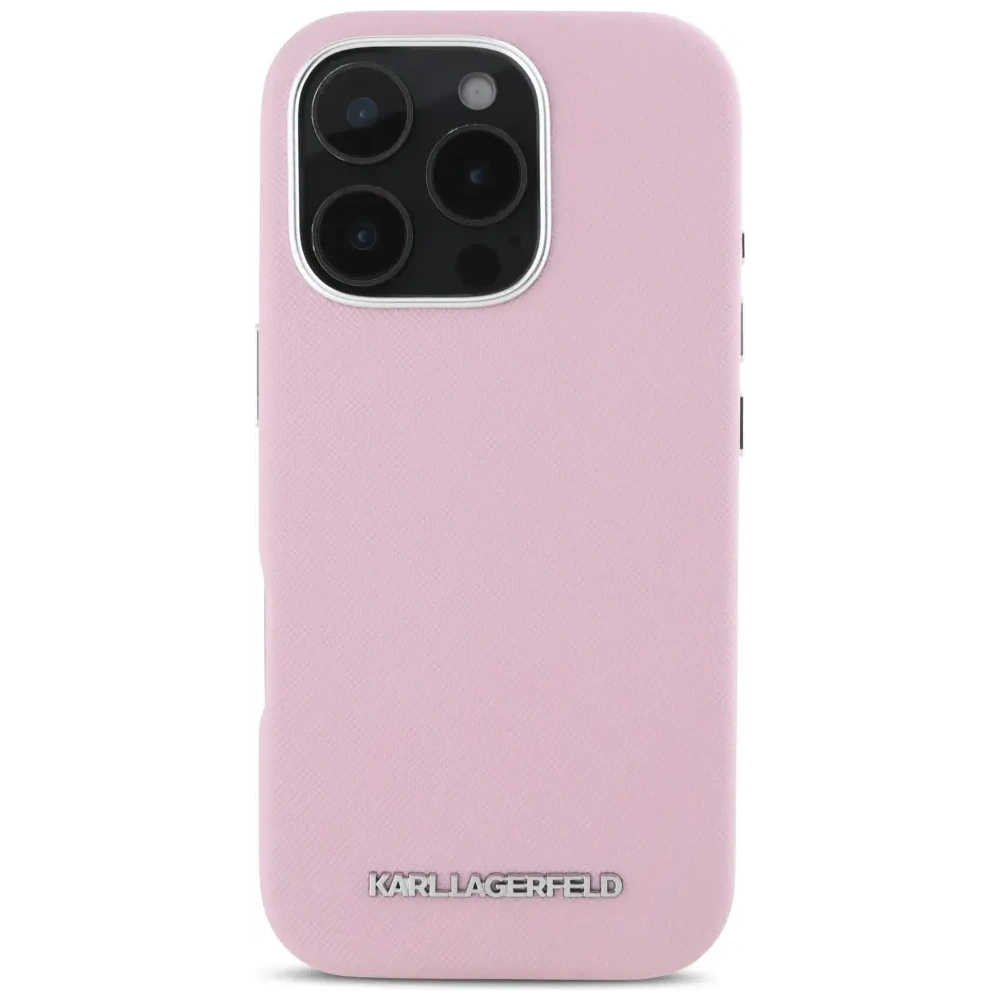 Hurtownia GSM - Karl Lagerfeld Saffiano Teljesen Burkolt Hosszúkás Fém Logó MagSafe Apple iPhone 16 Pro rózsaszín - KLD21942 - {ean13} - Hurt