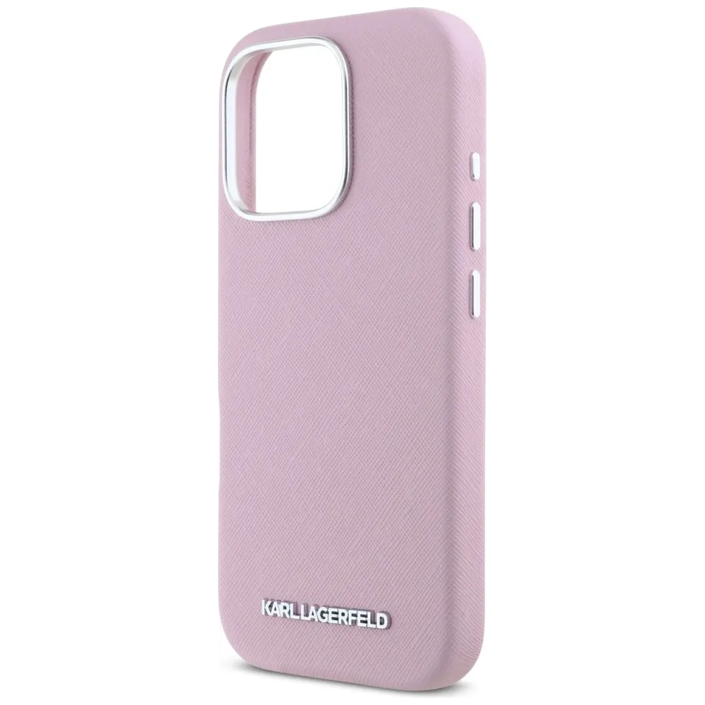 Hurtownia GSM - Karl Lagerfeld Saffiano Teljesen Burkolt Hosszúkás Fém Logó MagSafe Apple iPhone 16 Pro rózsaszín - KLD21942 - {ean13} - Hurt