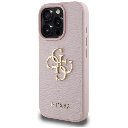 Etui Guess Grained Big 4G Logo Small Classic Logo do Apple iPhone 16 Pro Max różowy
