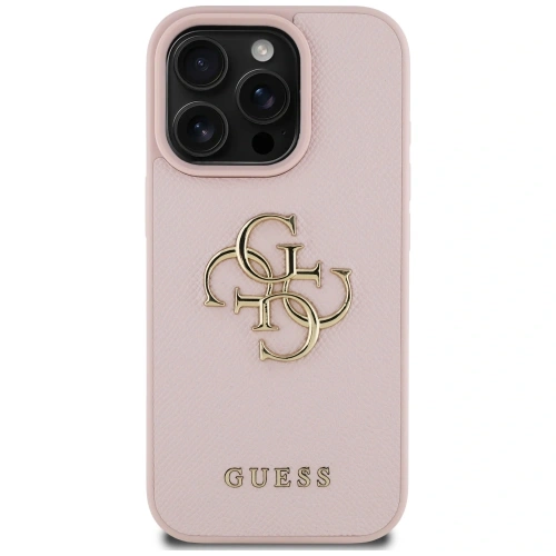Etui Guess Grained Big 4G Logo Small Classic Logo do Apple iPhone 16 Pro Max różowy