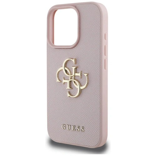 Etui Guess Grained Big 4G Logo Small Classic Logo do Apple iPhone 16 Pro Max różowy