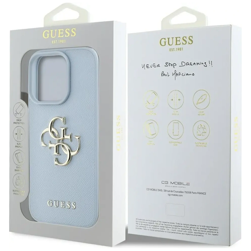 Hurtownia GSM - Etui Guess Grained Big 4G Logo Small Classic Logo do Apple iPhone 16 Pro modré - GUE4371 - {ean13} - Hurt