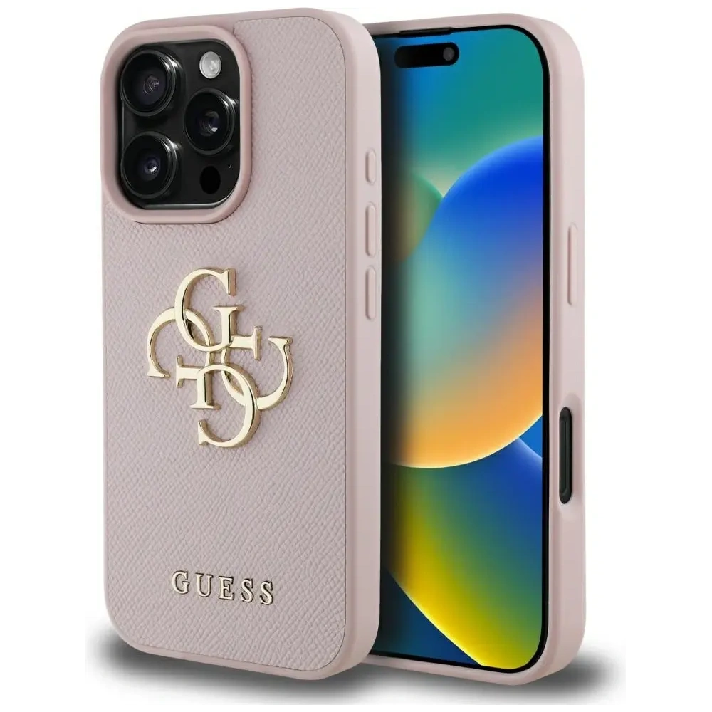 Hurtownia GSM - Guess Logo mic clasic Grained Big 4G Apple iPhone 16 Pro roz - GUE4372 - {ean13} - Hurt
