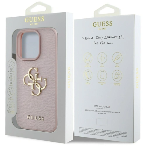 Etui Guess Grained Big 4G Logo Small Classic Logo do Apple iPhone 16 Pro różowy
