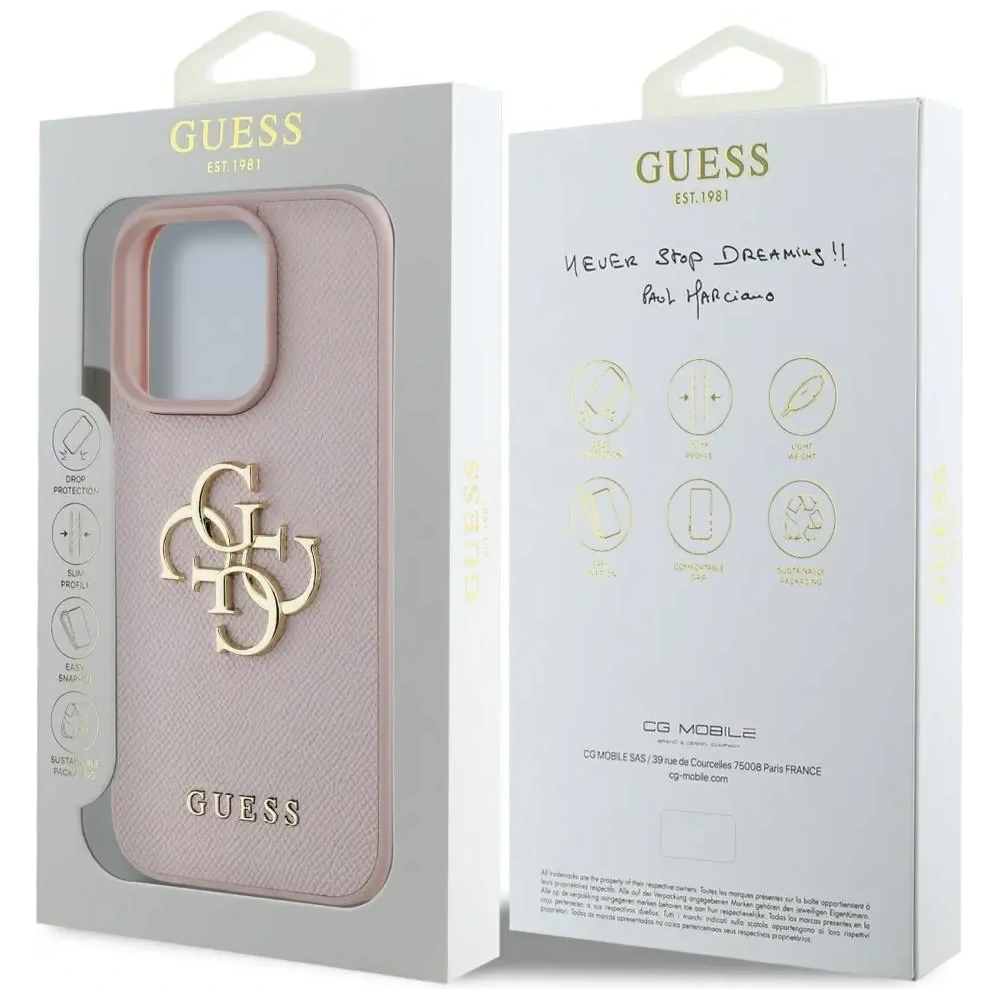 Hurtownia GSM - Guess Logo mic clasic Grained Big 4G Apple iPhone 16 Pro roz - GUE4372 - {ean13} - Hurt